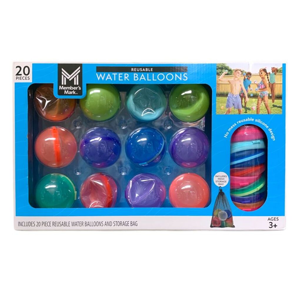 Member's Mark Magnetic Closure Reusable Water Balloons, Mesh Storage Bag, 20ct.